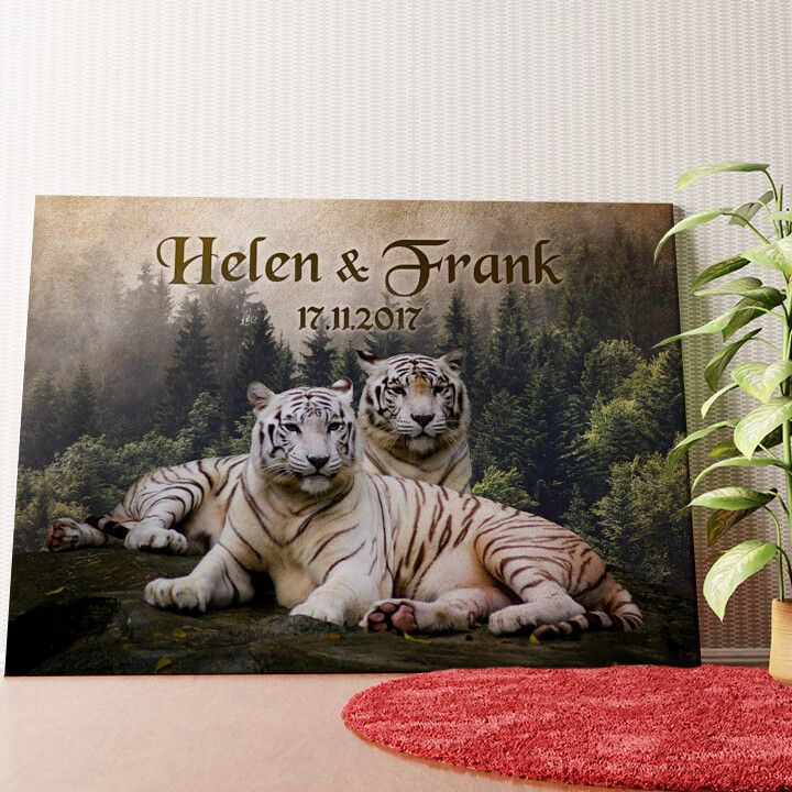 Weiße Tiger Wandbild personalisiert