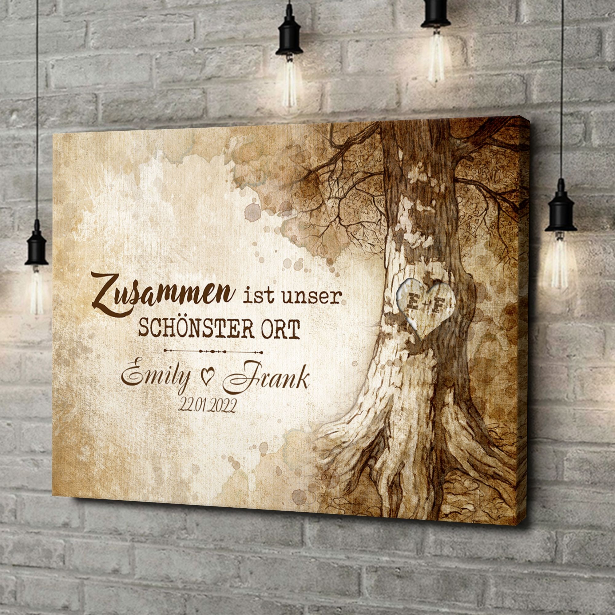 Liebesleinwand als Geschenk Baumherz