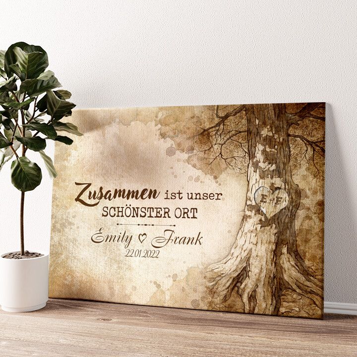 Leinwandbild personalisiert Baumherz