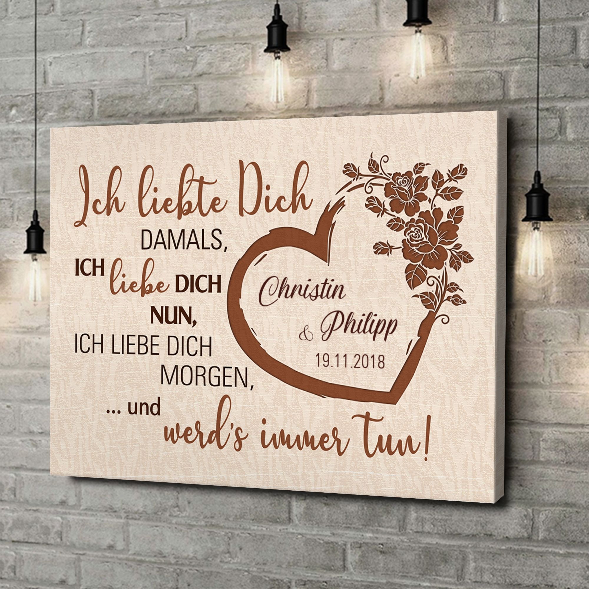 Liebesleinwand als Geschenk Gestern, heute & morgen