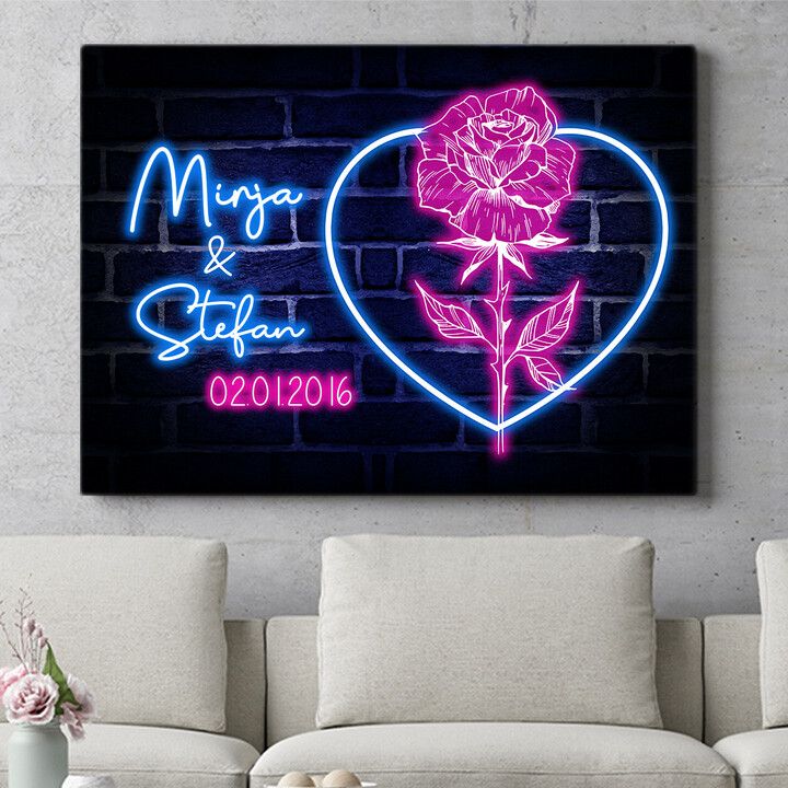 Personalisiertes Wandbild Rosenherz