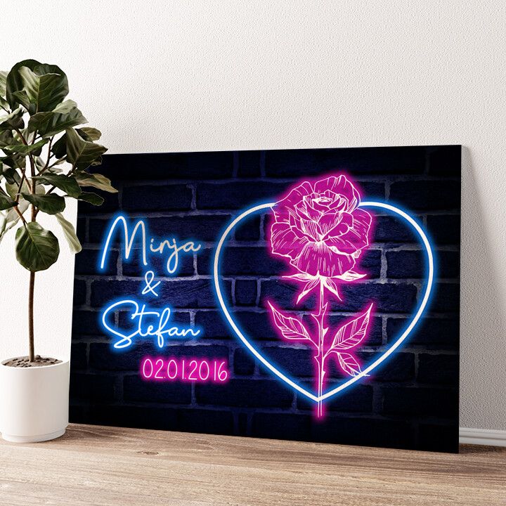 Leinwandbild personalisiert Rosenherz