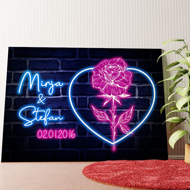 Rosenherz Wandbild personalisiert