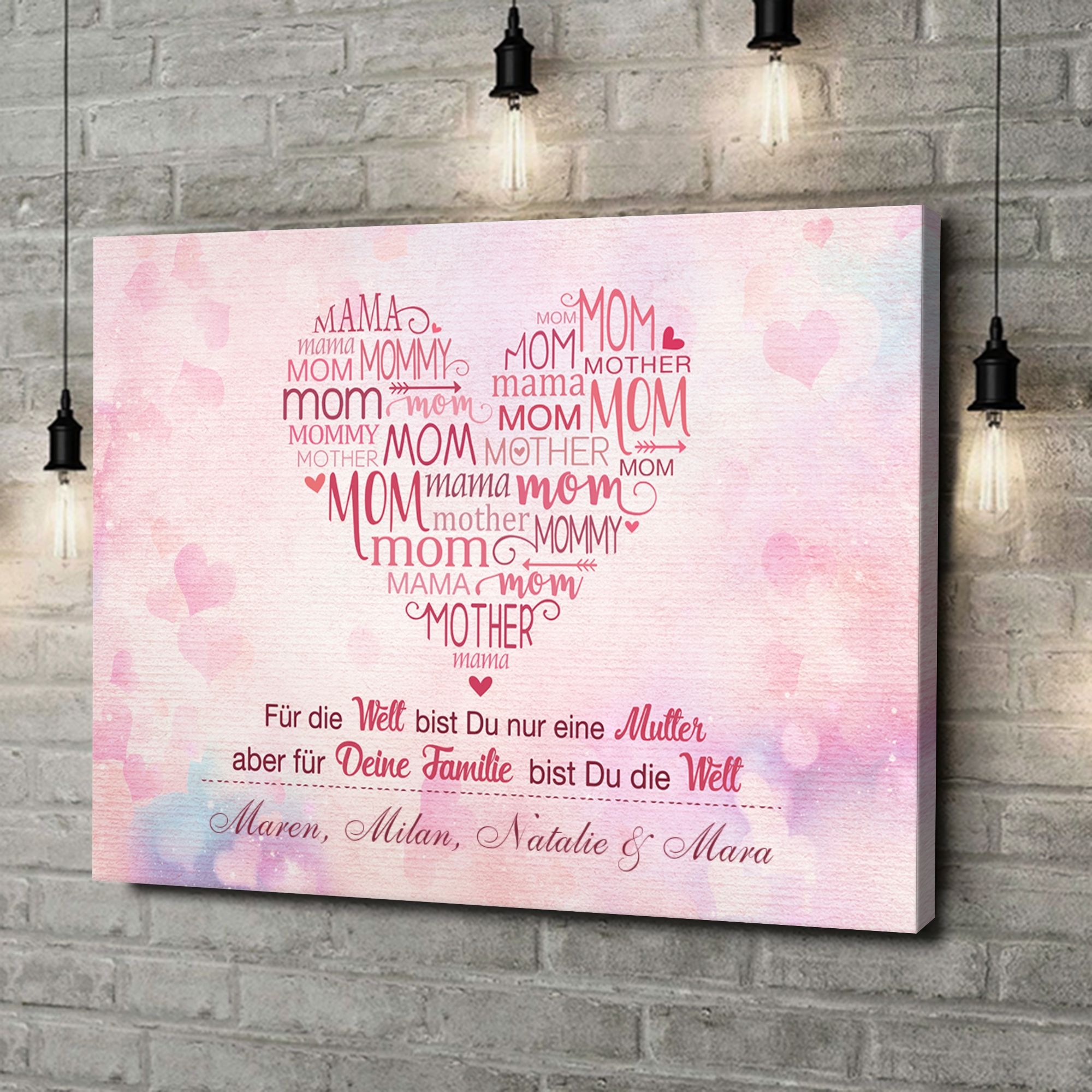 Liebesleinwand als Geschenk Mamas Familie