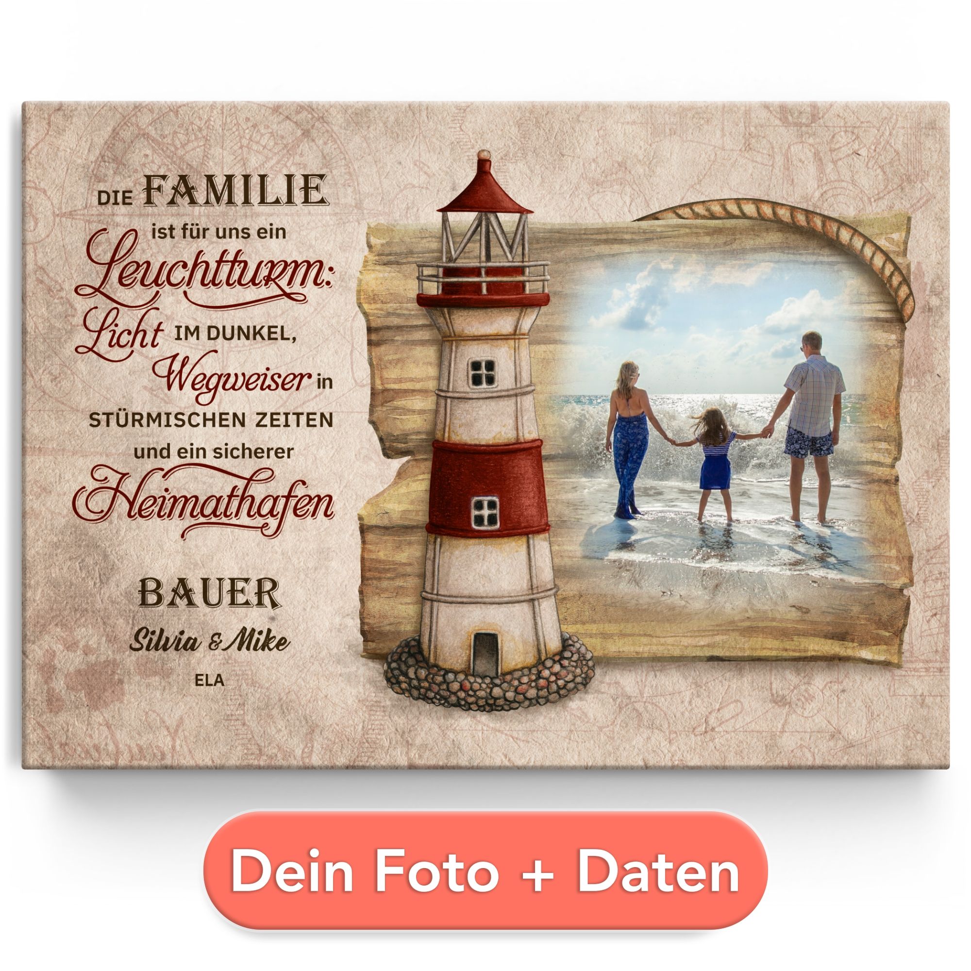 Personalisiertes Leinwandbild Sicherer Hafen