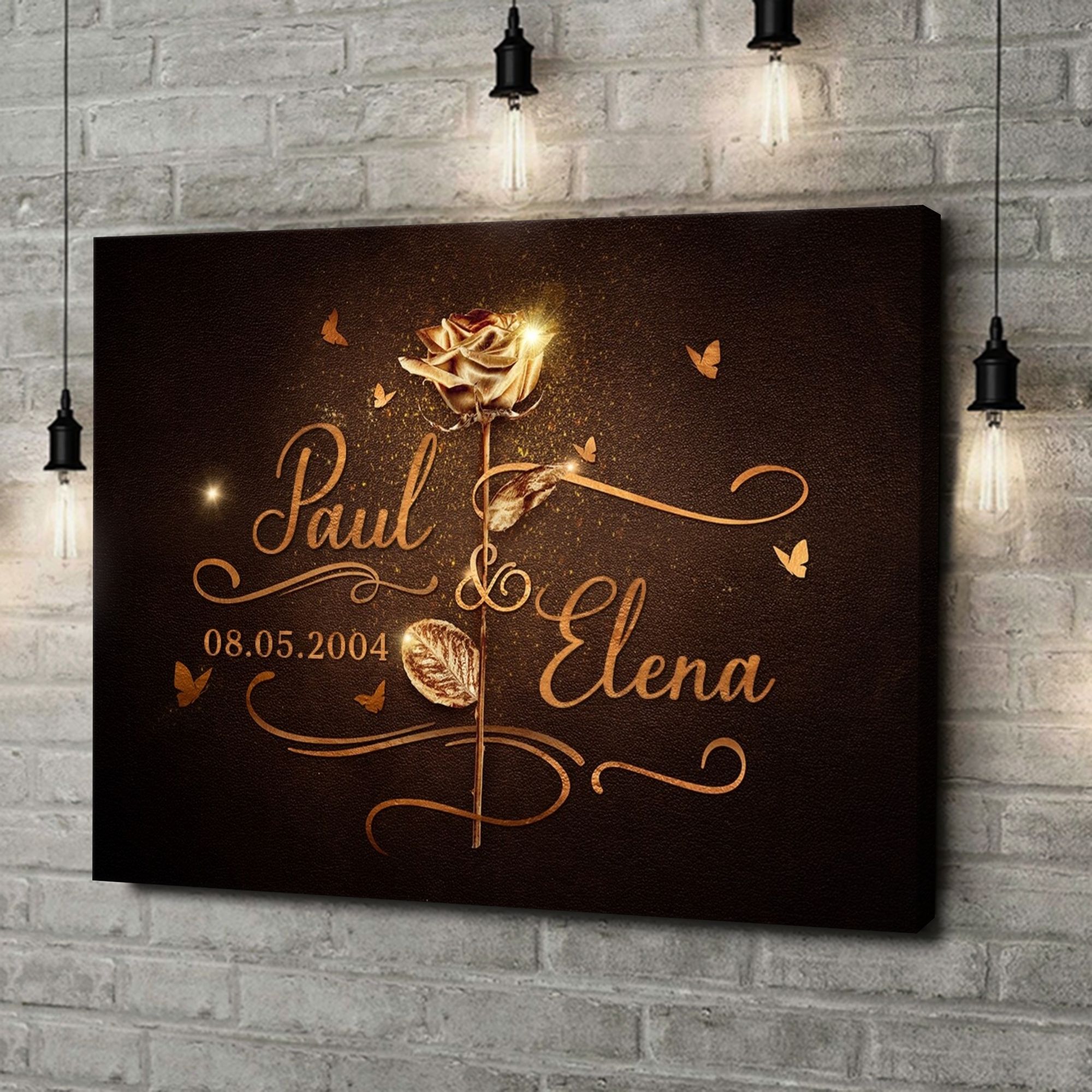 Liebesleinwand als Geschenk Goldene Rose