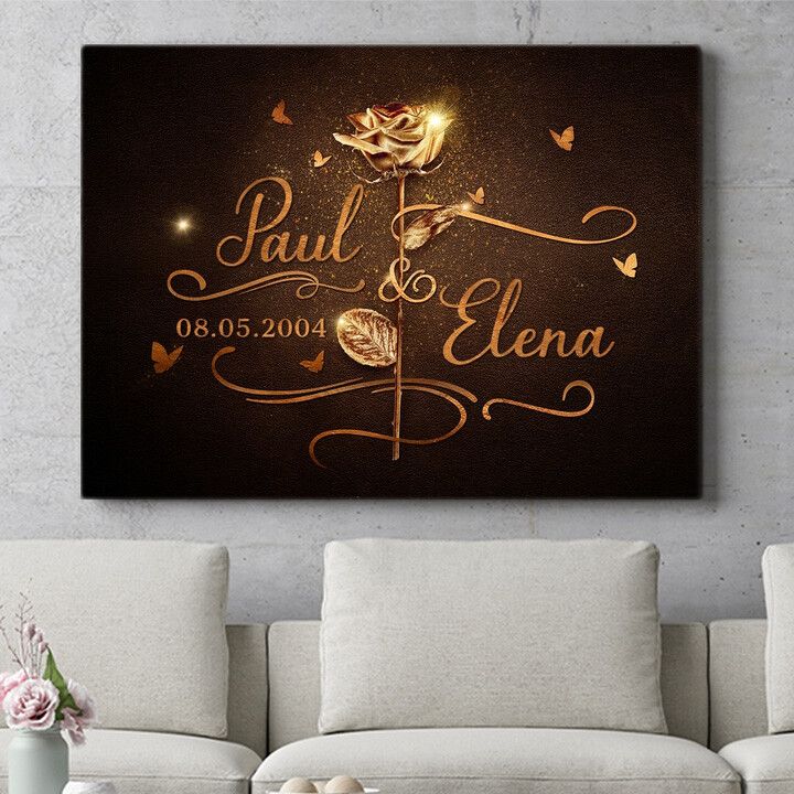 Personalisiertes Wandbild Goldene Rose