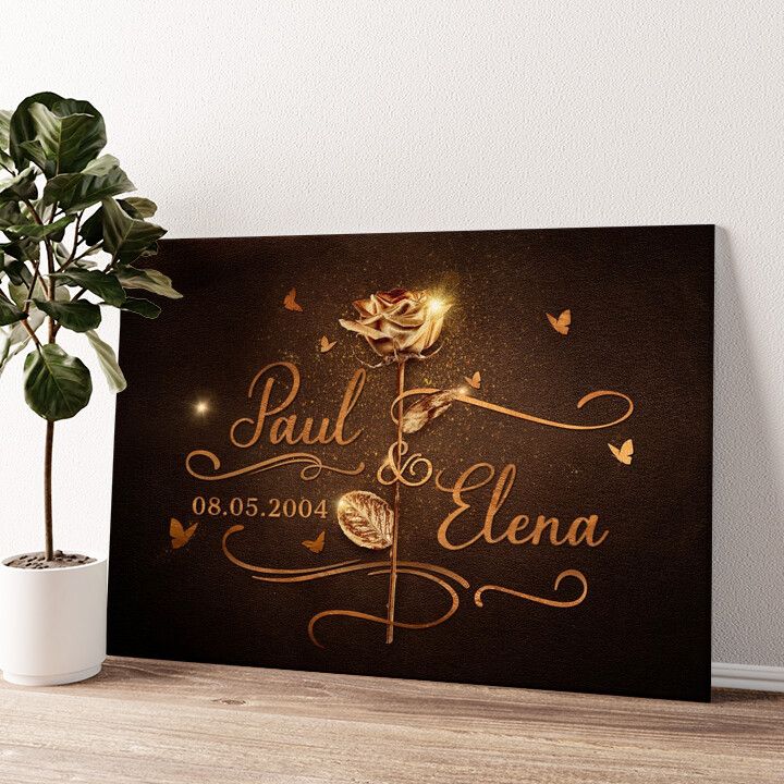 Leinwandbild personalisiert Goldene Rose