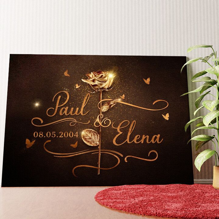 Goldene Rose Wandbild personalisiert
