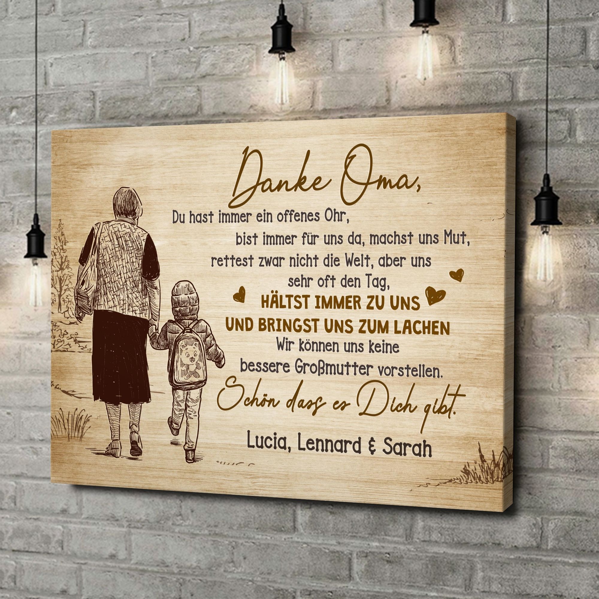 Liebesleinwand als Geschenk Danke Oma