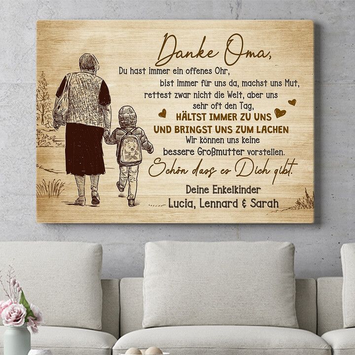 Personalisiertes Wandbild Danke Oma