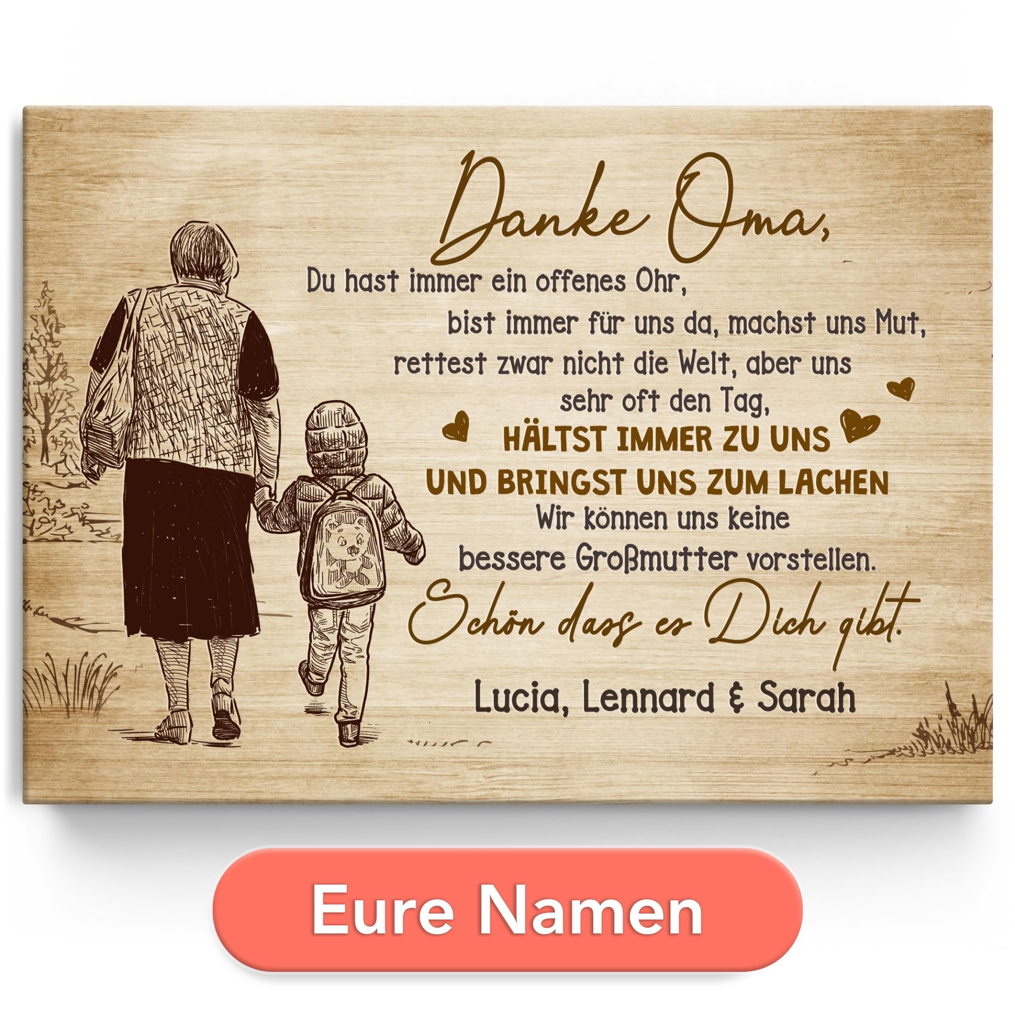 Personalisiertes Leinwandbild Danke Oma