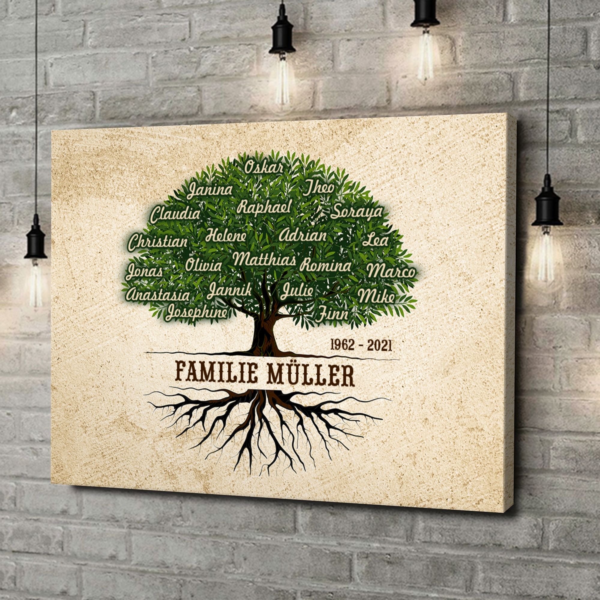 Liebesleinwand als Geschenk Familienwurzeln