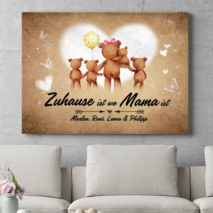 Personalisiertes Wandbild Teddymama