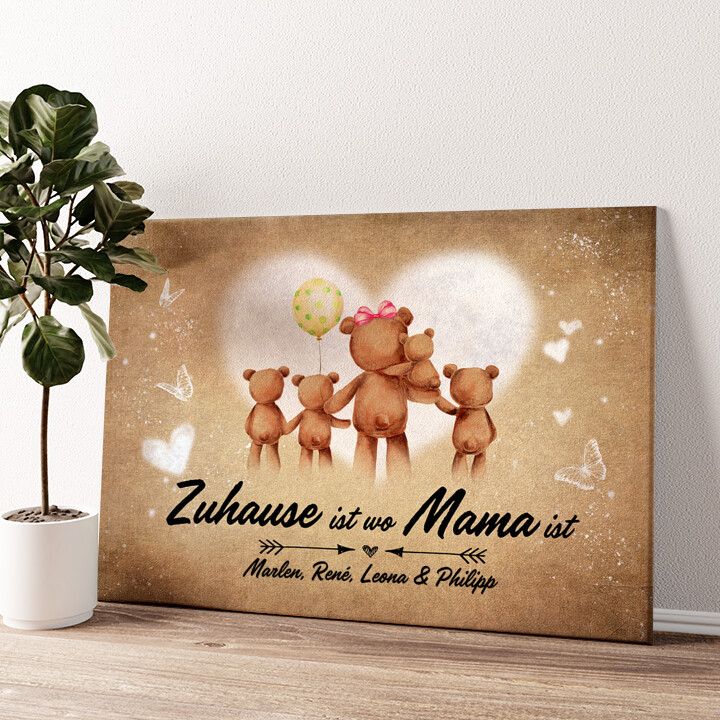 Leinwandbild personalisiert Teddymama