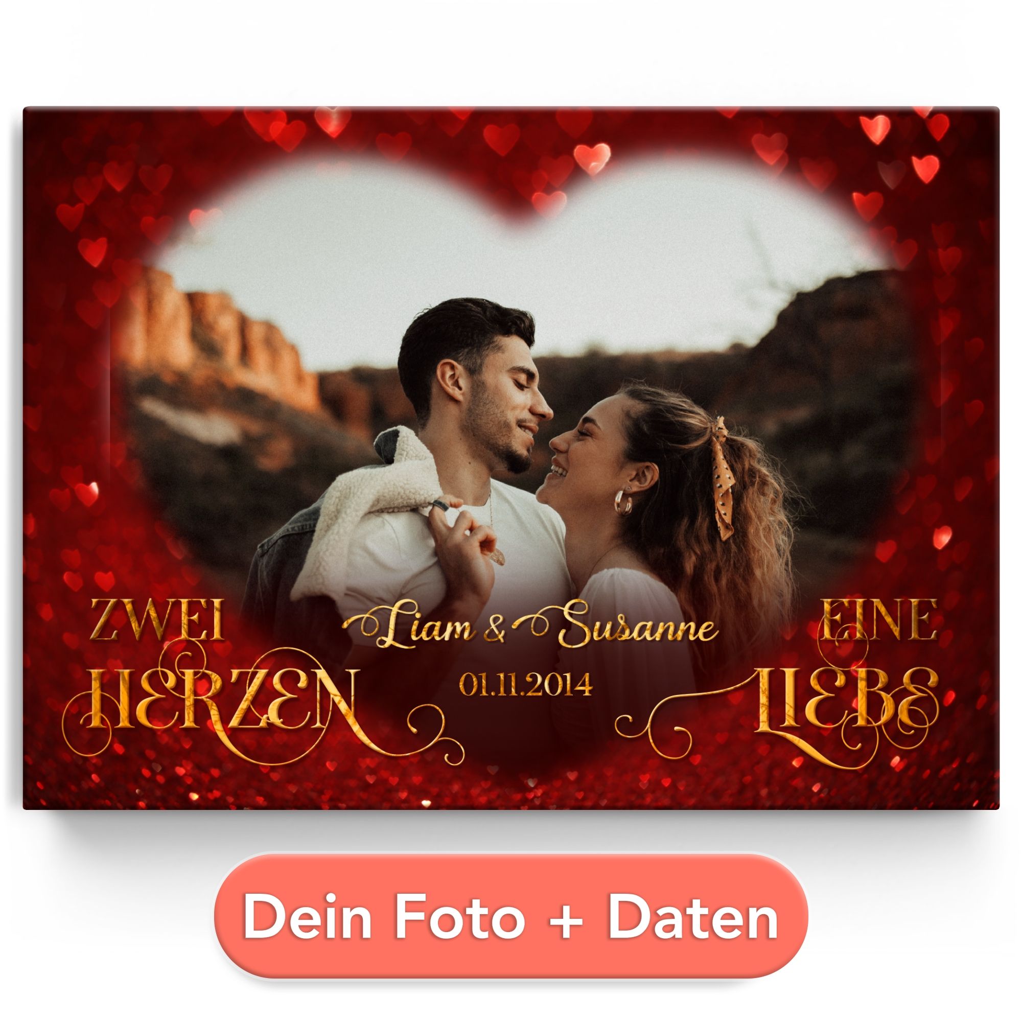 Personalisiertes Leinwandbild Unsere große Liebe