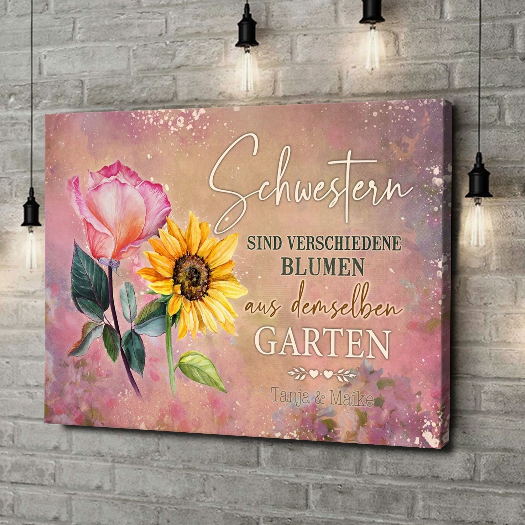 Liebesleinwand als Geschenk Blumenschwestern