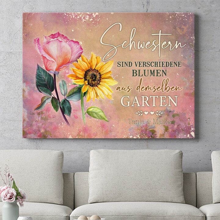 Personalisiertes Wandbild Blumenschwestern