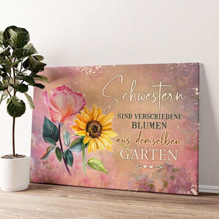 Leinwandbild personalisiert Blumenschwestern