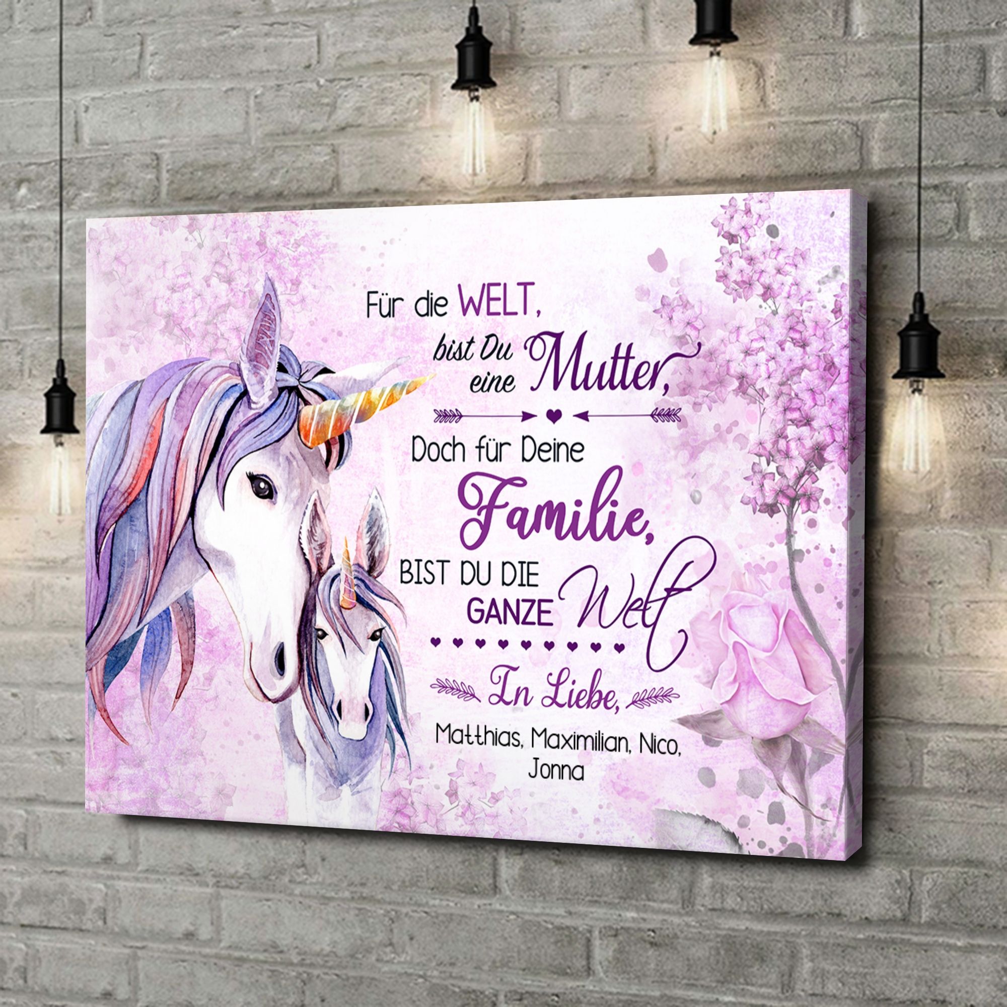 Liebesleinwand als Geschenk Einhornmutter