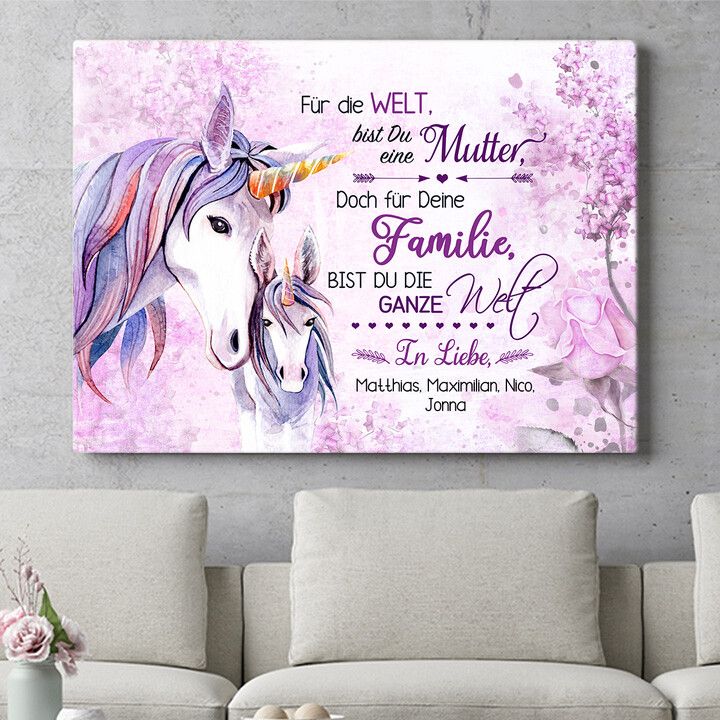 Personalisiertes Wandbild Einhornmutter