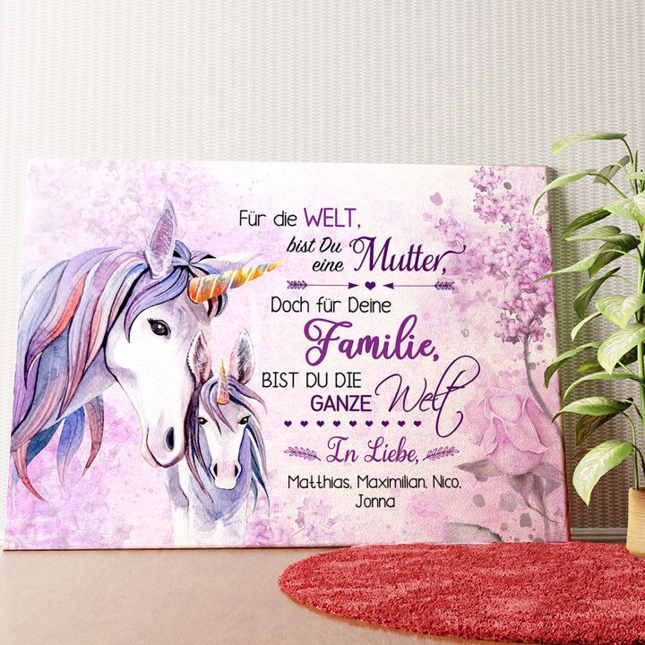Einhornmutter Wandbild personalisiert