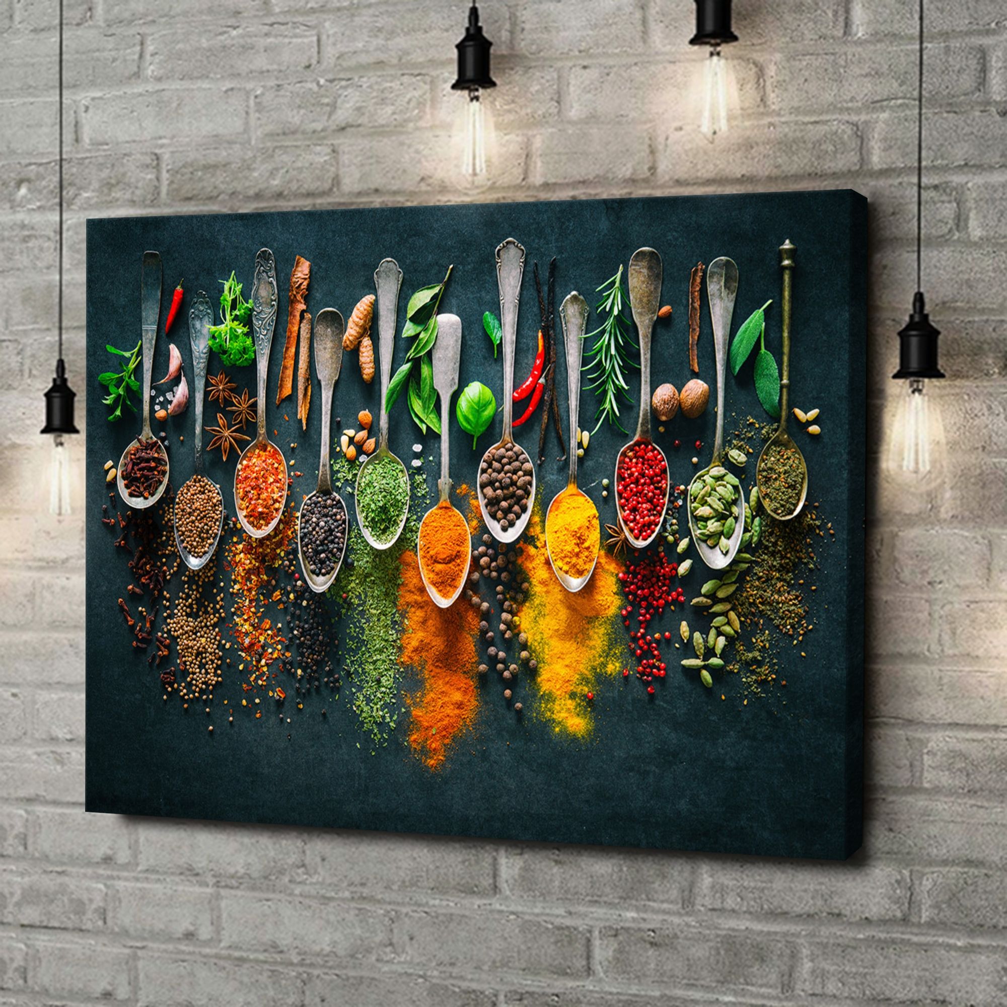 Liebesleinwand als Geschenk Gewürze auf Löffeln