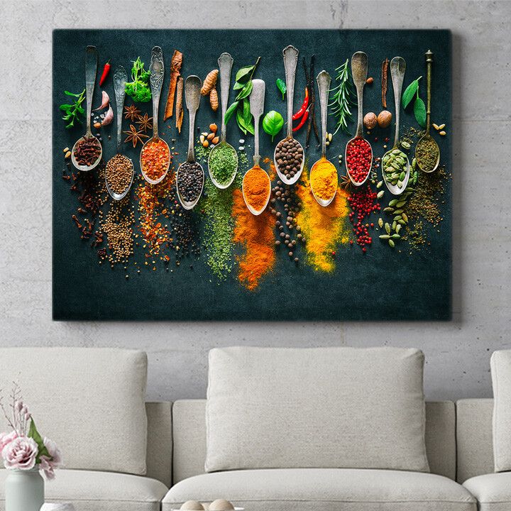 Personalisiertes Wandbild Gewürze auf Löffeln