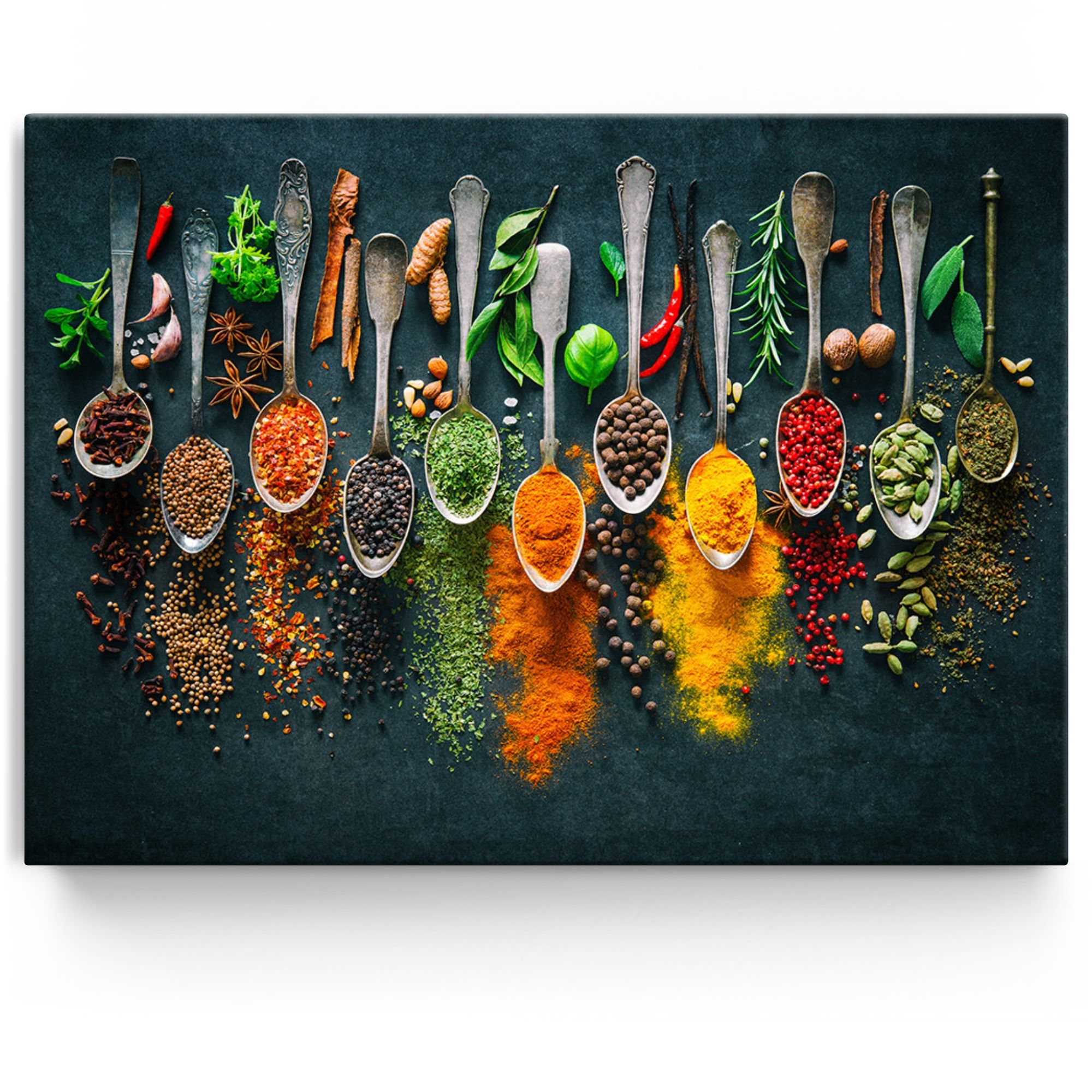 Personalisiertes Leinwandbild Gewürze auf Löffeln