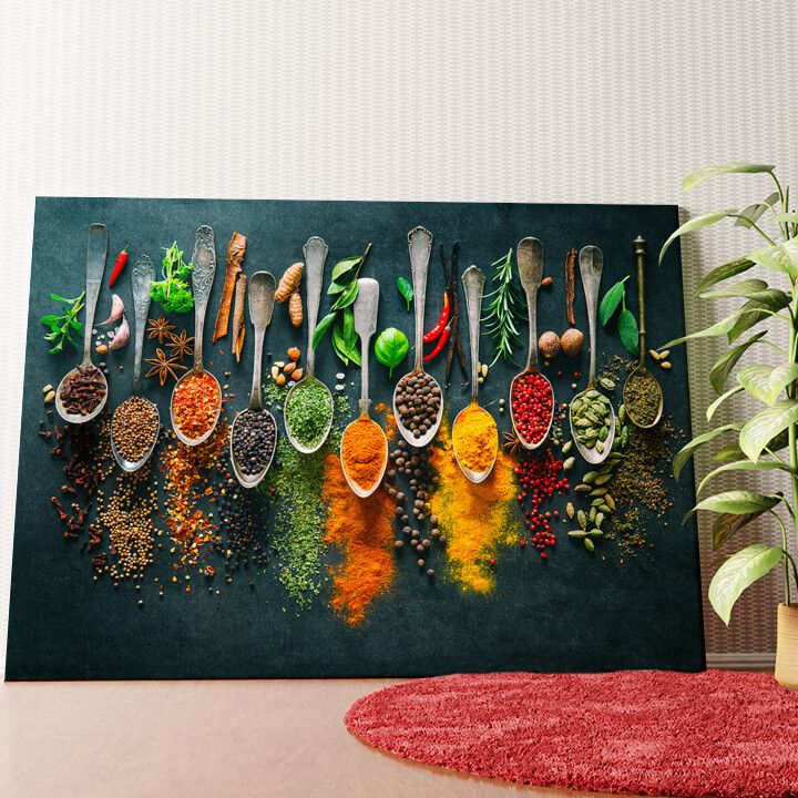 Gewürze auf Löffeln Wandbild personalisiert