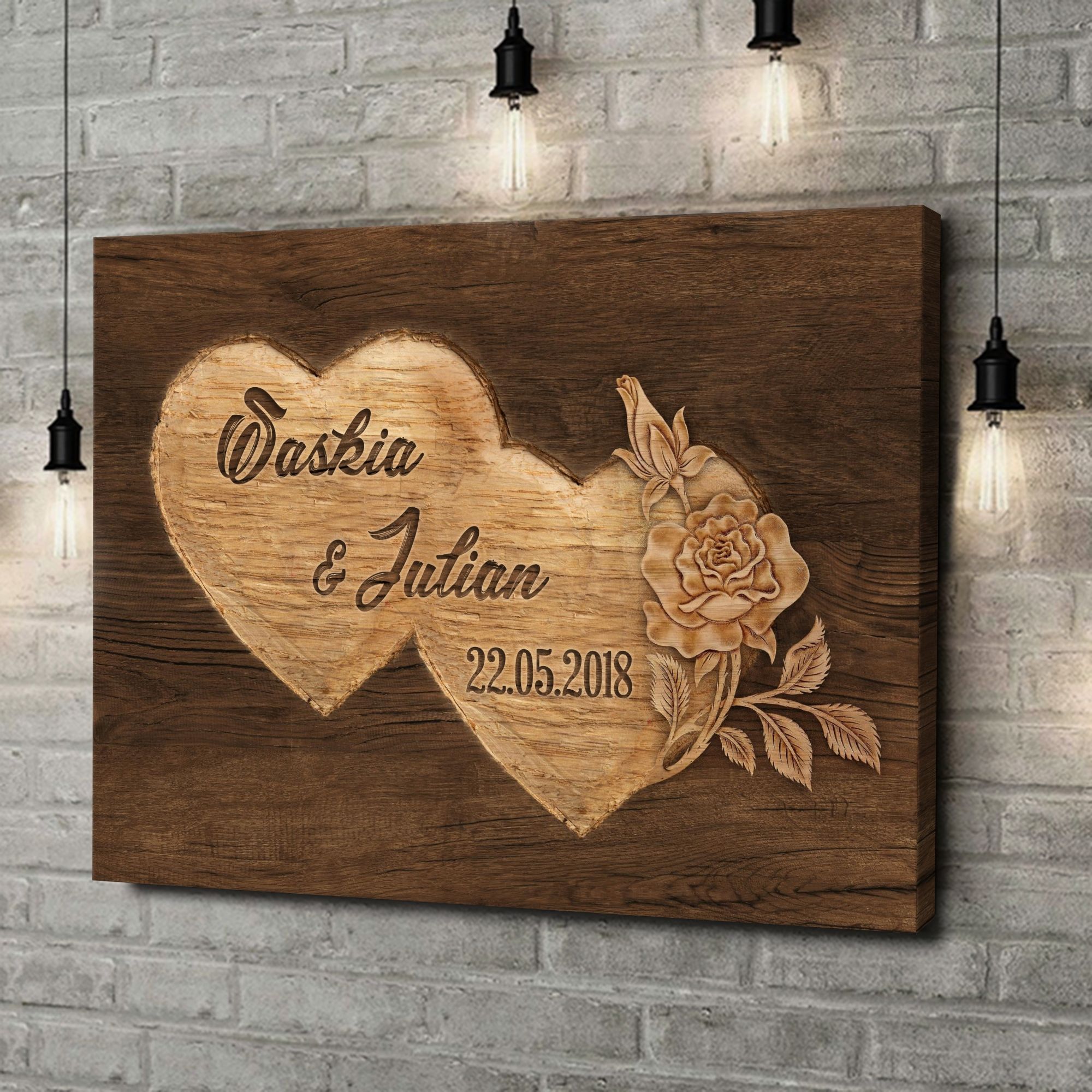 Liebesleinwand als Geschenk Doppelte Herzen