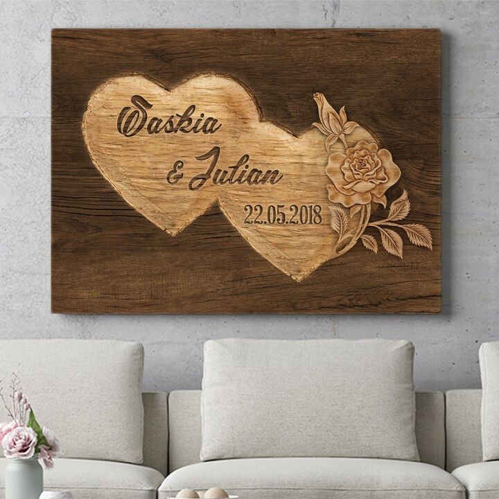 Personalisiertes Wandbild Doppelte Herzen