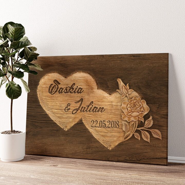 Leinwandbild personalisiert Doppelte Herzen