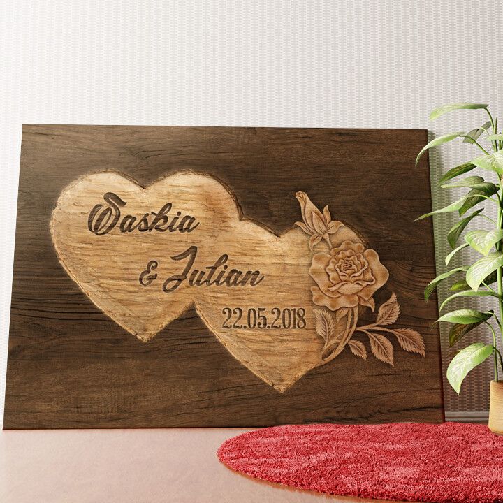 Doppelte Herzen Wandbild personalisiert