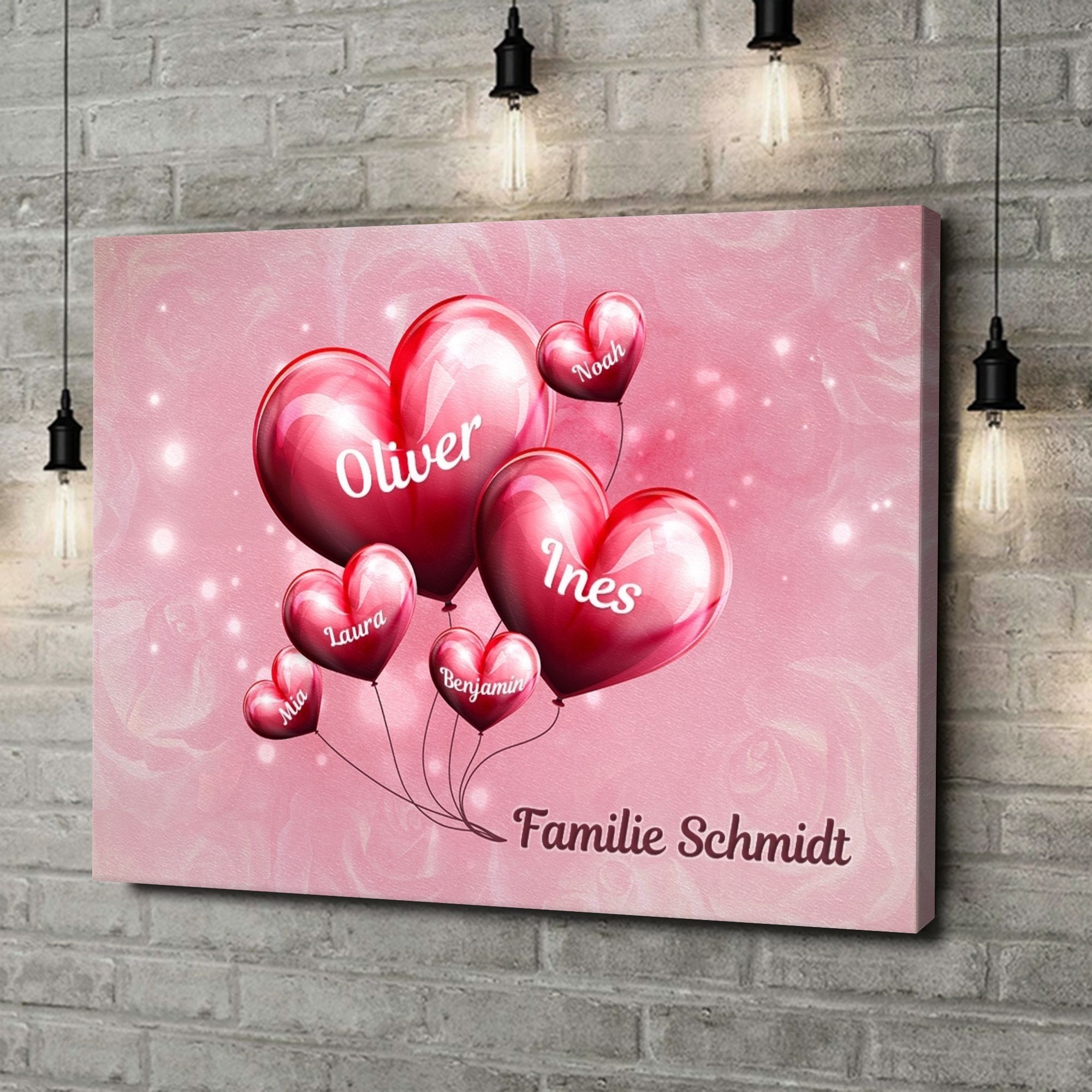Liebesleinwand als Geschenk Familie mit Herz