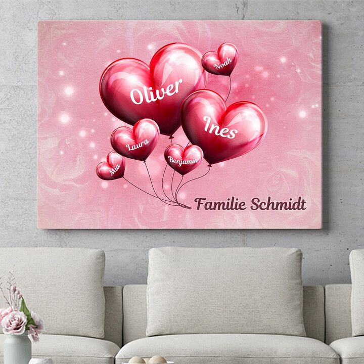 Personalisiertes Wandbild Familie mit Herz