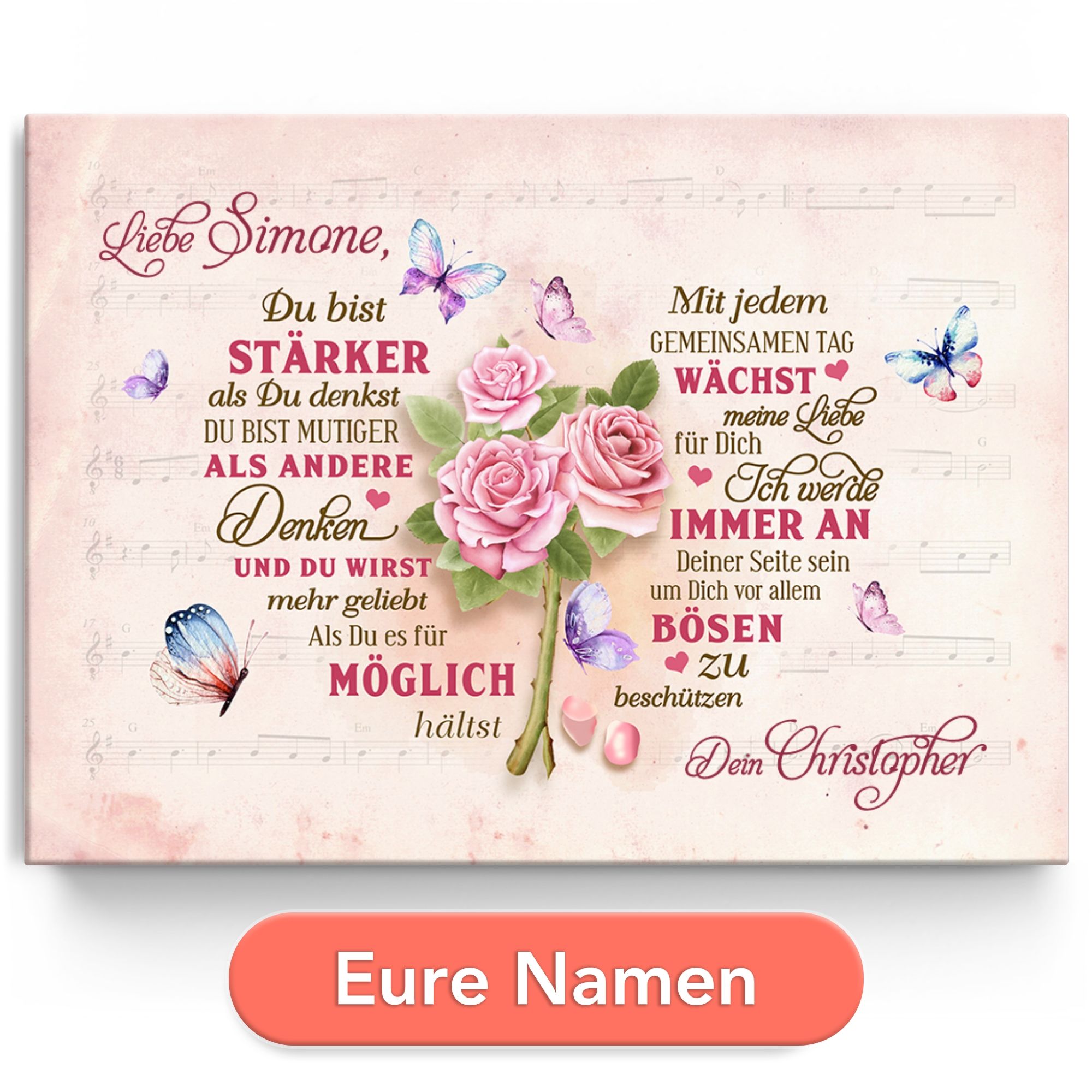 Personalisiertes Leinwandbild Romantisches Herz