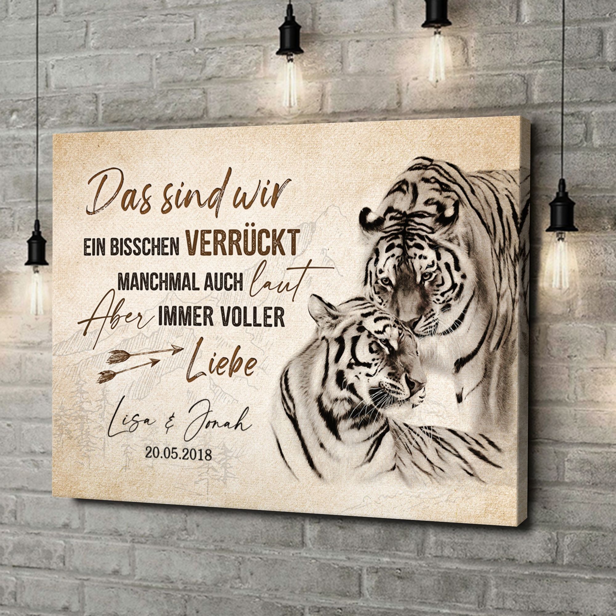 Liebesleinwand als Geschenk Tigerliebe