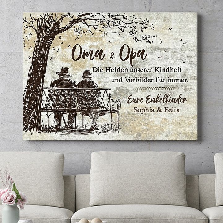 Personalisiertes Wandbild Großeltern sind Helden