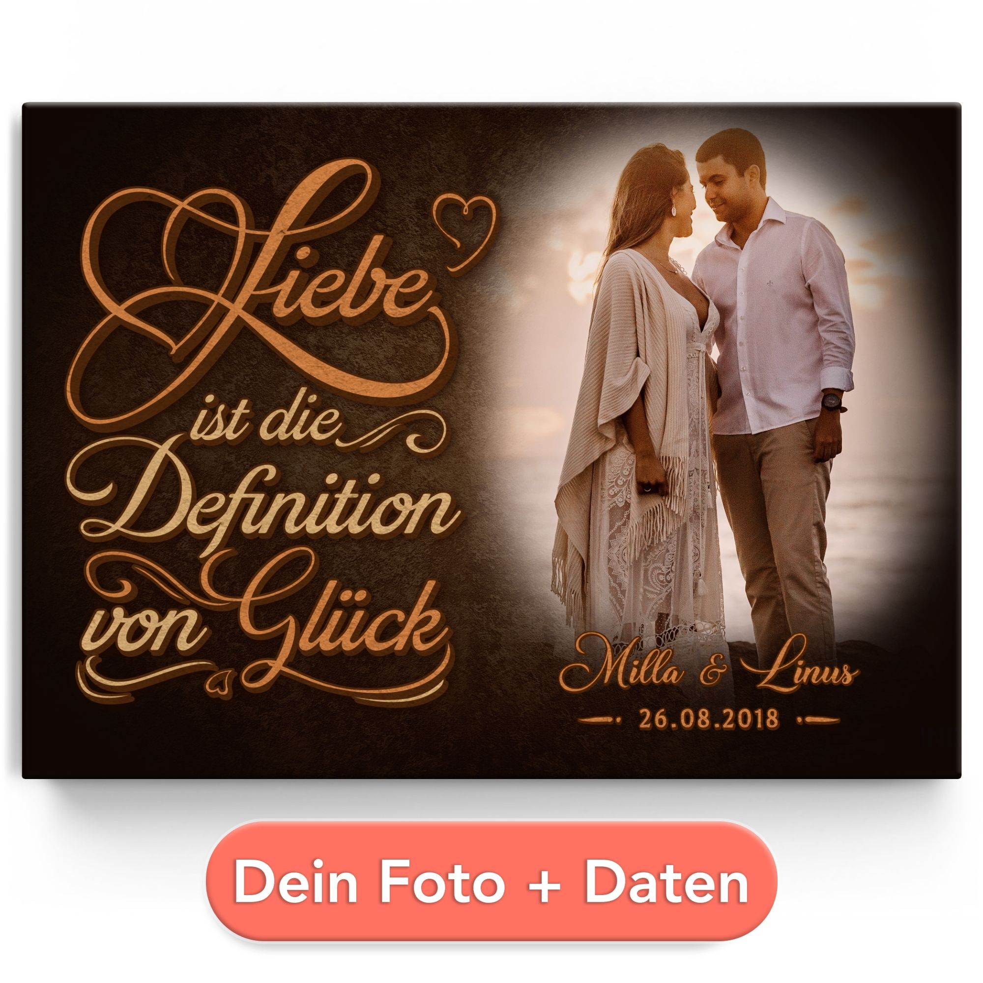 Personalisiertes Leinwandbild Liebe & Glück