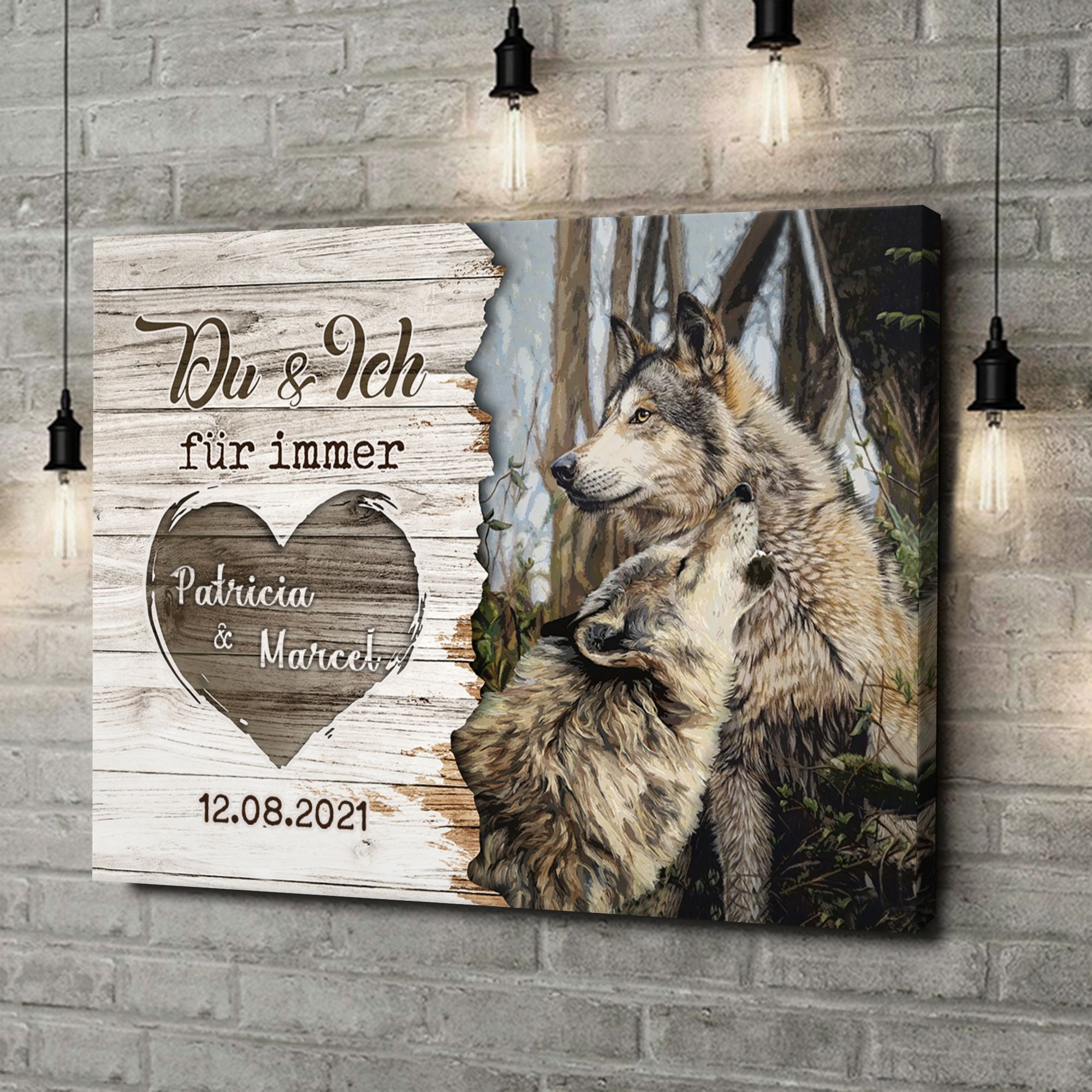 Liebesleinwand als Geschenk Wolfspaar