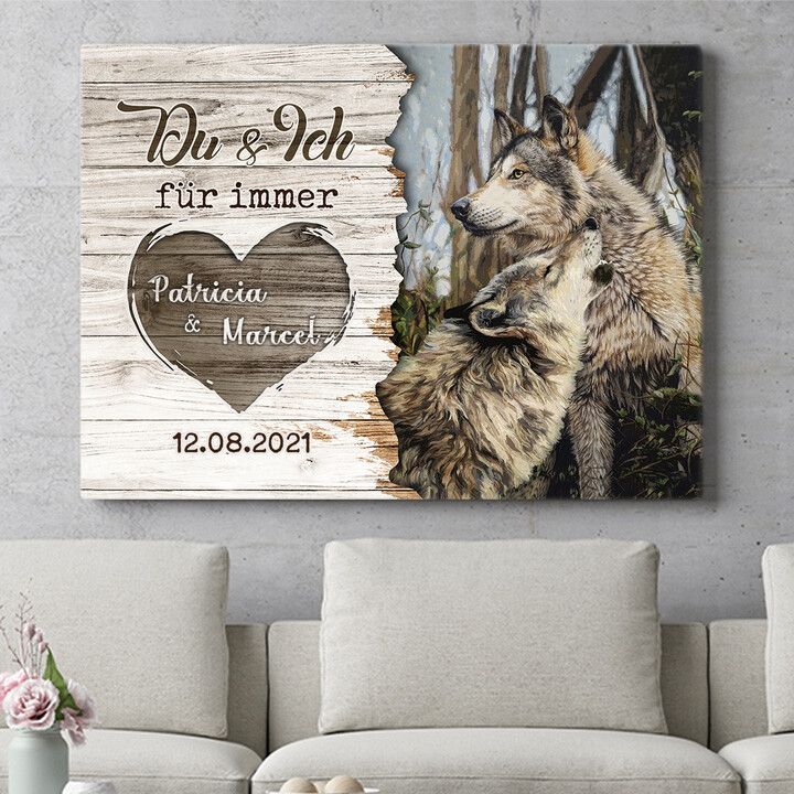 Personalisiertes Wandbild Wolfspaar