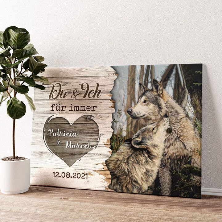 Leinwandbild personalisiert Wolfspaar