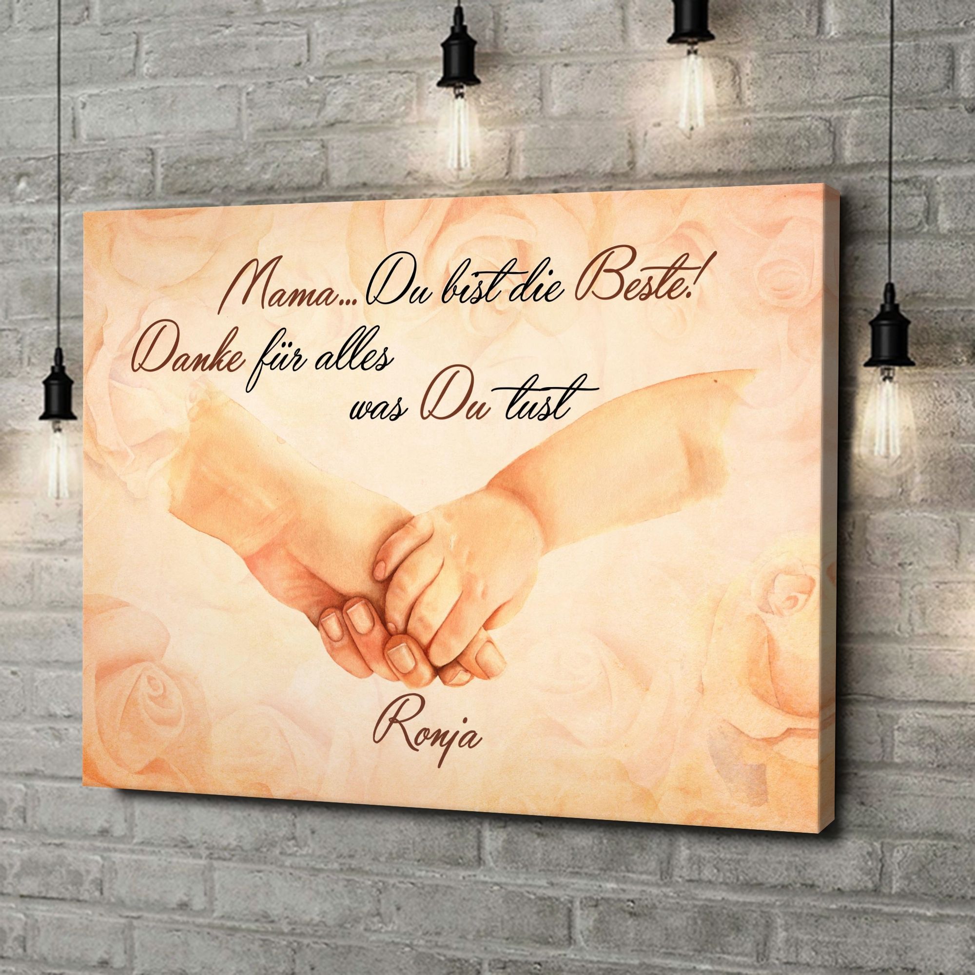 Liebesleinwand als Geschenk Mamas Hand
