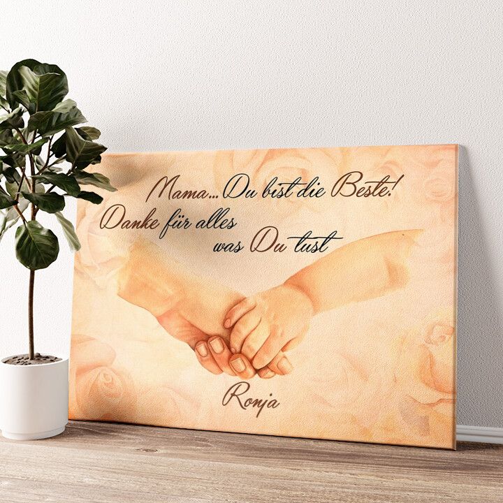 Leinwandbild personalisiert Mamas Hand