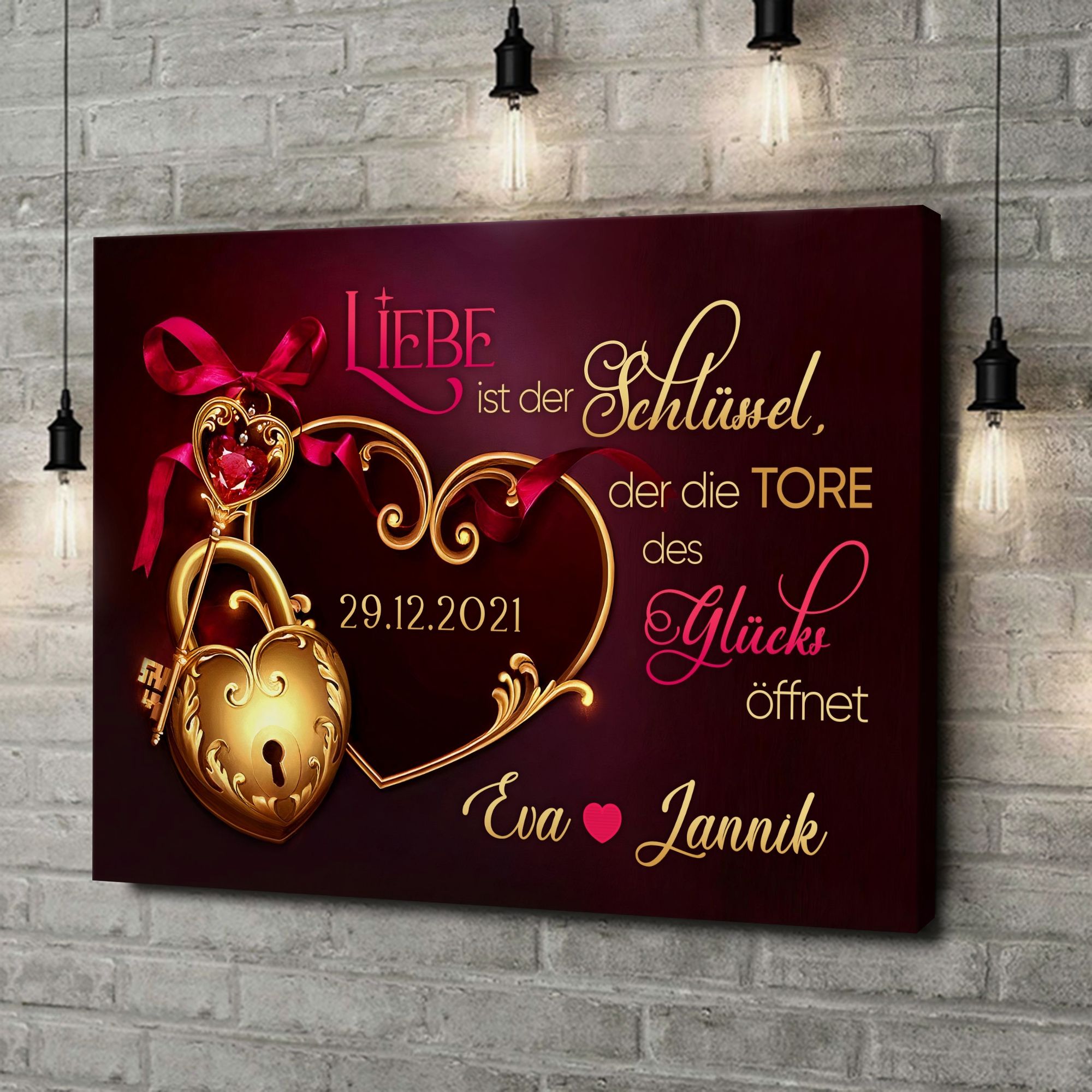 Liebesleinwand als Geschenk Schlüssel zum Herzen