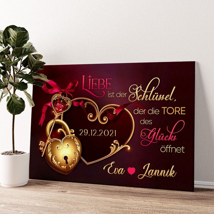 Leinwandbild personalisiert Schlüssel zum Herzen