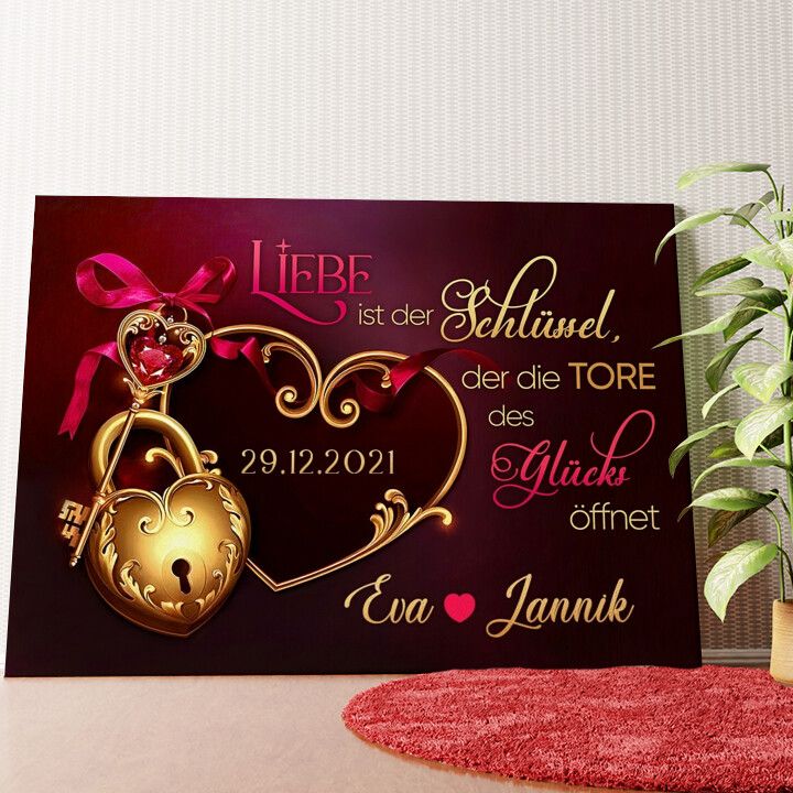 Schlüssel zum Herzen Wandbild personalisiert