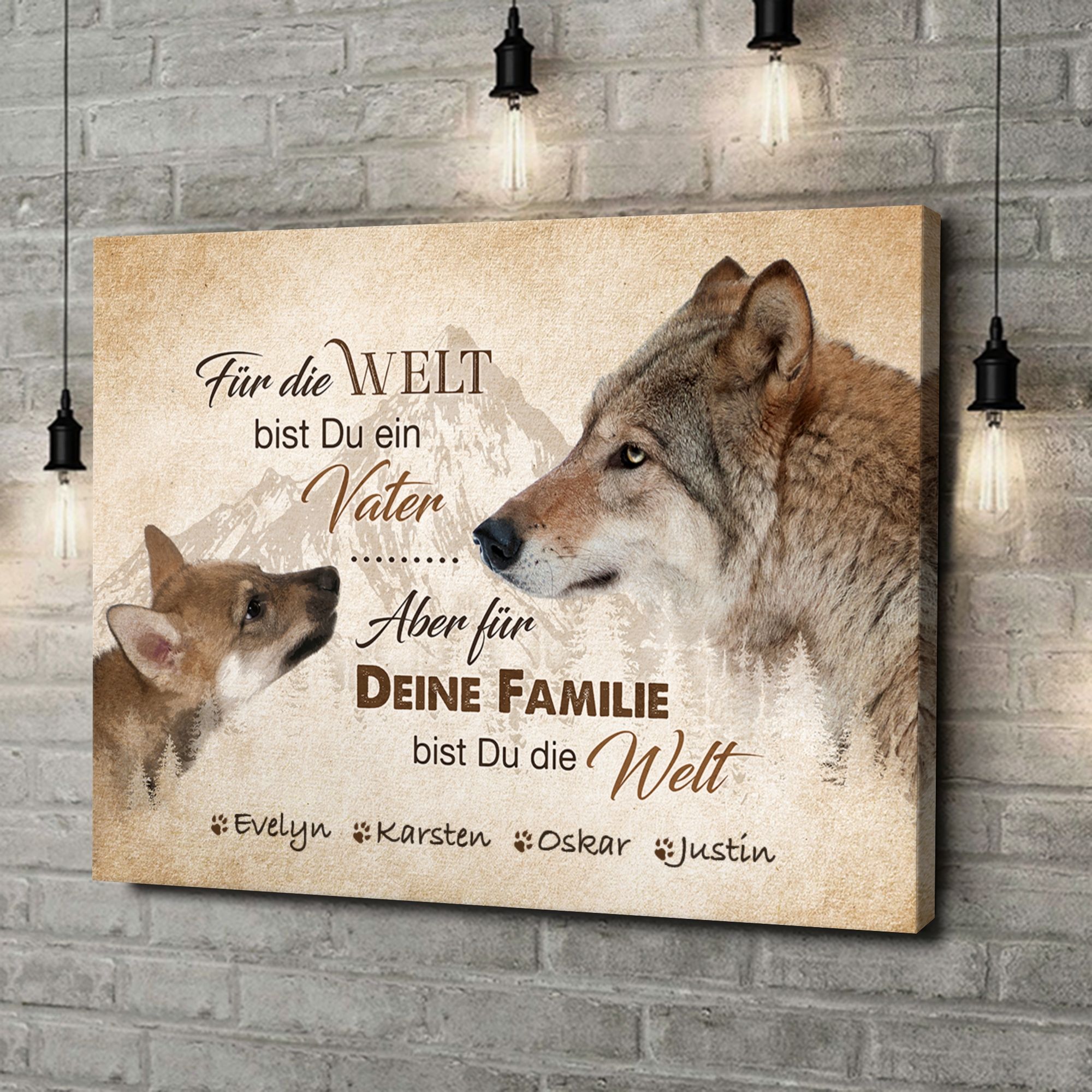 Liebesleinwand als Geschenk Wolfsvater