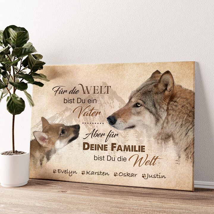 Leinwandbild personalisiert Wolfsvater